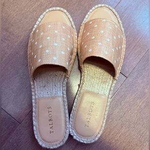 Talbots NWT ilyssa polka dot raffia espadrilles slides size 9